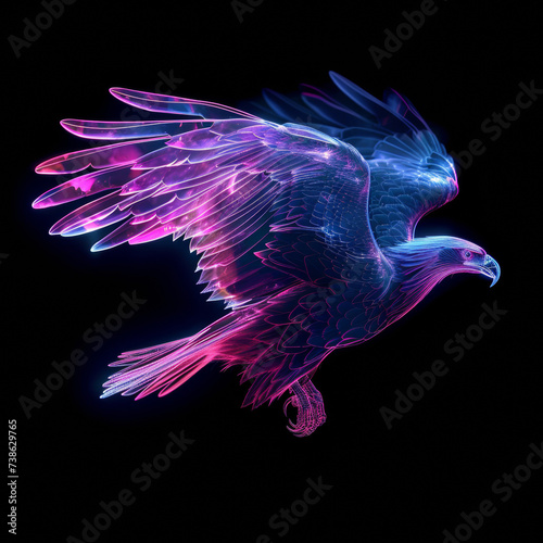 eagle neon isolated black background 8k, text "Eagle"