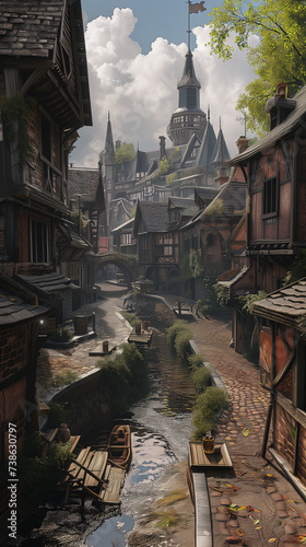 Europe 1400s, medieval, European town, no people, realistic, photo, photorealistic, ultra detailed, 8K, photo