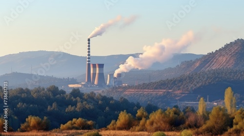 Industrial brown coal power plant chimney UHD WALLPAPER
