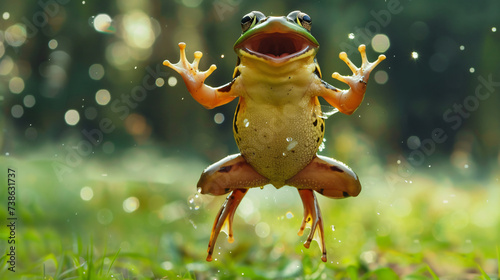 Happy frog jumping