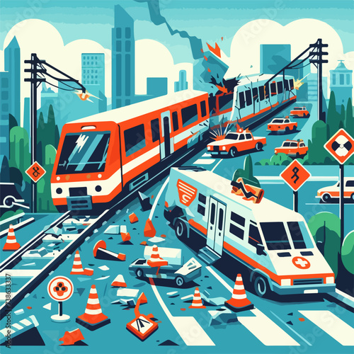 train crash accident vector illustration