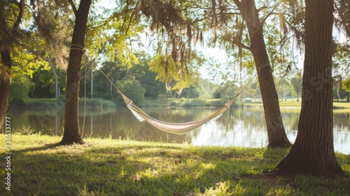 Serene Hammock by the Lake AI Generated.