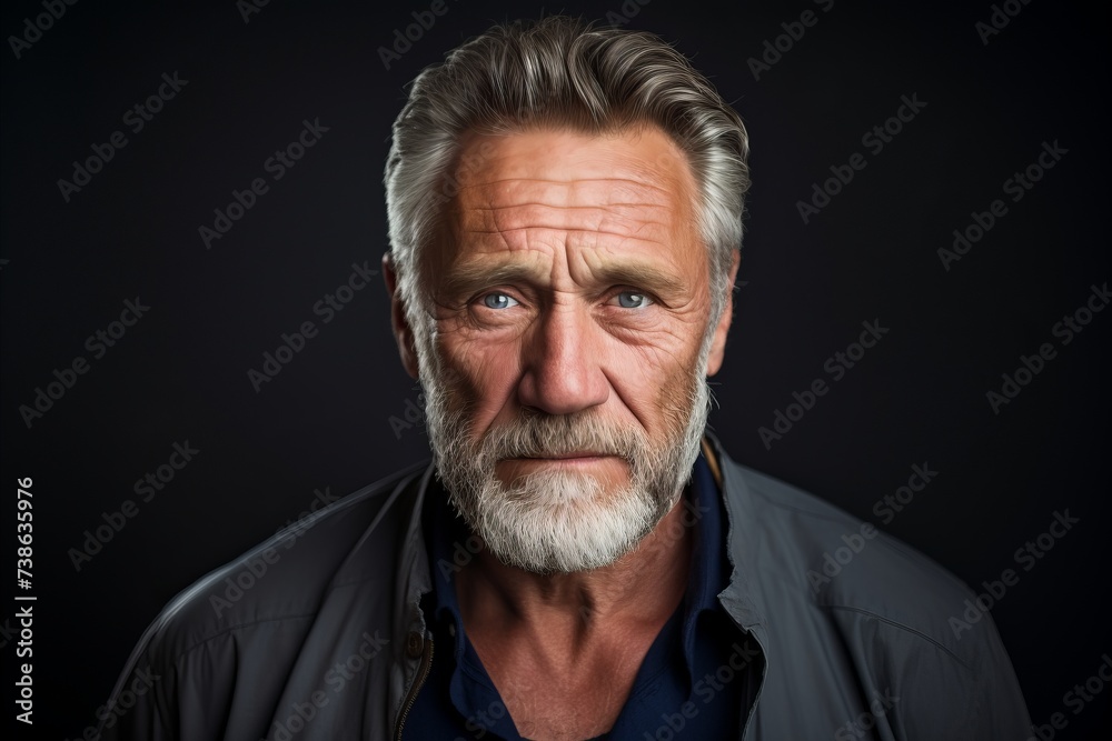 Portrait of a senior man with grey beard and mustache. Studio shot. Portrait of a senior man with grey beard and mustache. Studio shot.