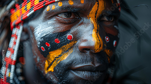 portrait of a person with painted face, native indian
