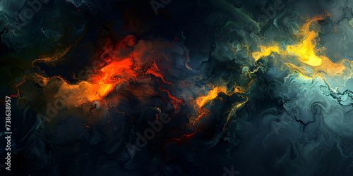 Fire and ice in the sky wallpapers Arafed image of a bright orange and blue nebula with a black background Ai Generatrive