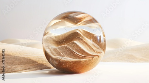 desert earth globe made of sand on white background, drought, global warming, plastic waste, ecology, nature suffering human impact, CSR, fossil fuel