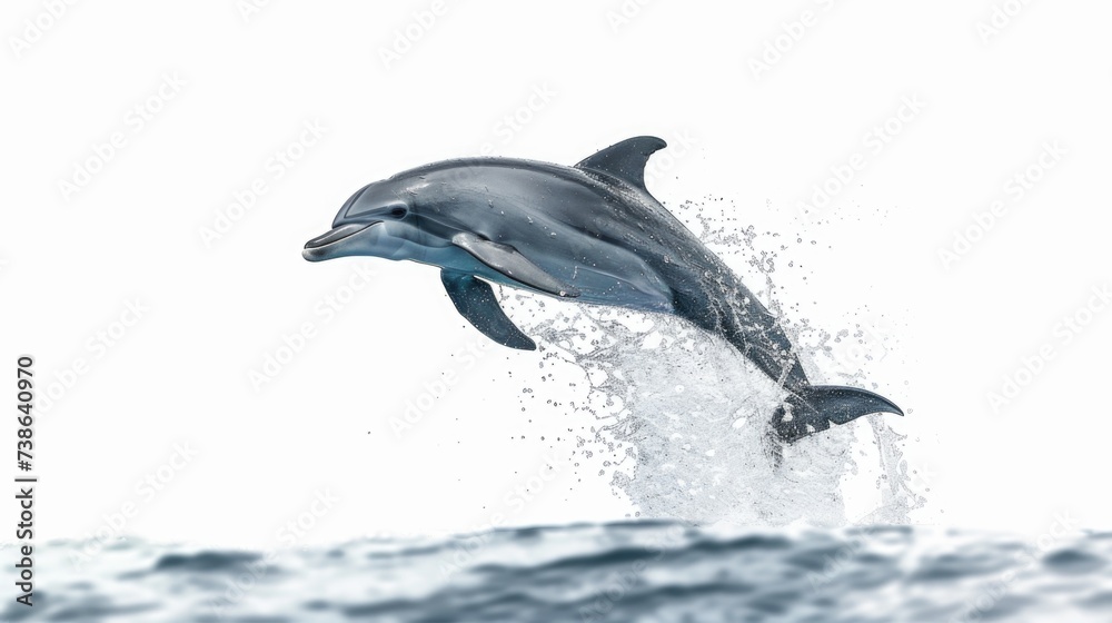 A stunning image capturing the moment a dolphin leaps out of the water. Perfect for nature and wildlife enthusiasts