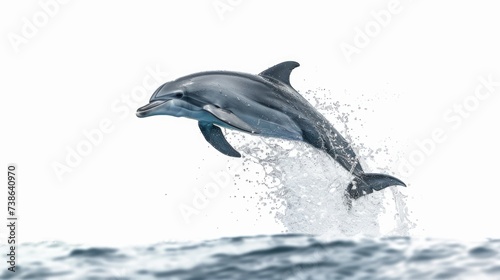 A stunning image capturing the moment a dolphin leaps out of the water. Perfect for nature and wildlife enthusiasts