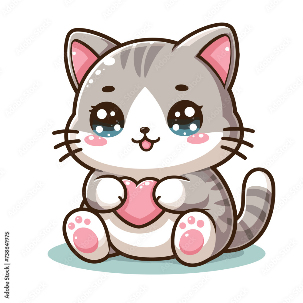 cute funny cat cartoon vector on white background
