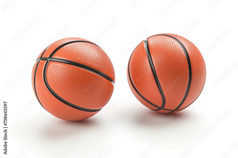 A pair of orange basketball balls on a white surface. Perfect for sports-related designs and concepts