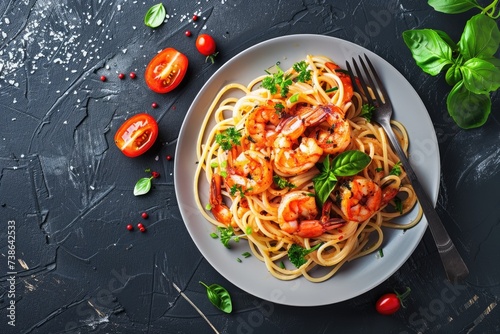Seafood Spaghetti with shrimp.