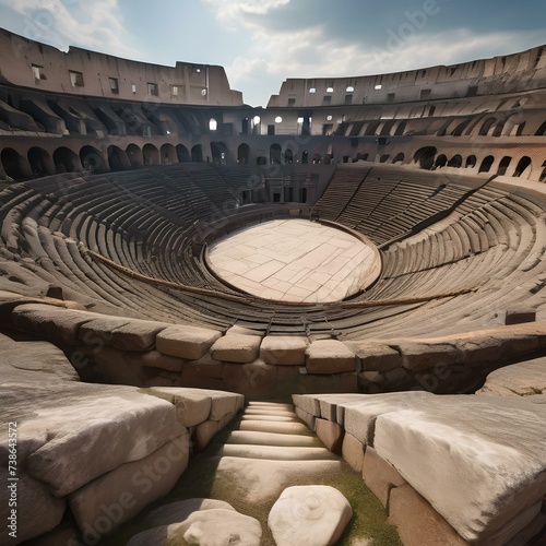 An ancient coliseum with weathered stones and a sense of grandeur, hinting at gladiatorial battles of the past2