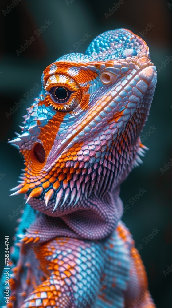 Obraz premium Bearded dragon with asteroid scales space rock bask cosmic dragon