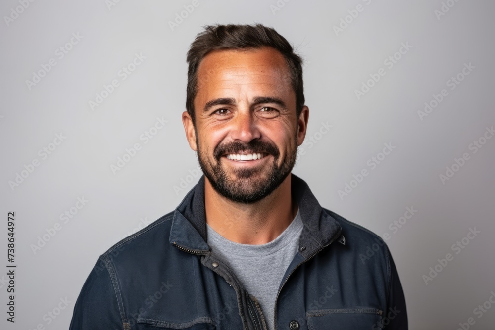 Handsome middle age man with beard and mustache smiling at camera. Handsome middle age man with beard and mustache smiling at camera.