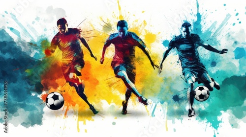 A group of soccer players running after a soccer ball. Perfect for sports and action-themed designs