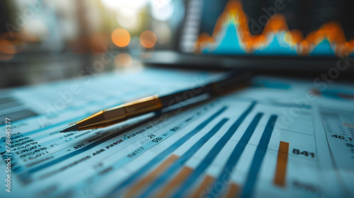 Gain financial insights with this photograph displaying detailed financial charts and graphs. It's an ideal choice for projects related to finance, investment, and market analysis. photo