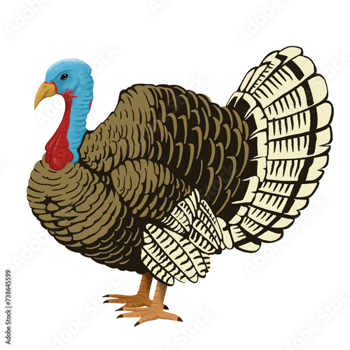 turkey cock farm animal illustration in png format photo