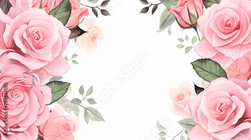 Empty flower frame with copy space for design of greeting card or invitation