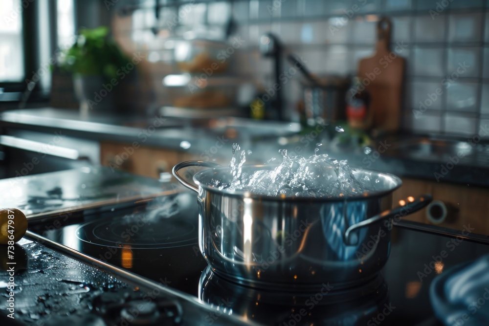 A pot of boiling water on a stove. Great for cooking concepts A pot of boiling water on a stove. Great for cooking concepts