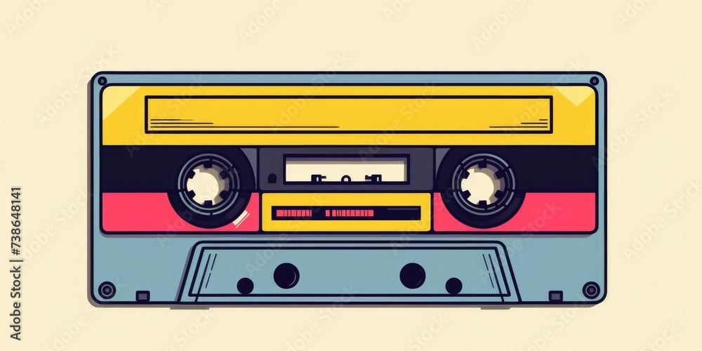 Obraz premium Retro cassette player with colorful design, perfect for nostalgic themes or music concepts