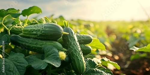 Cucumbers outside in a field, Generative AI 