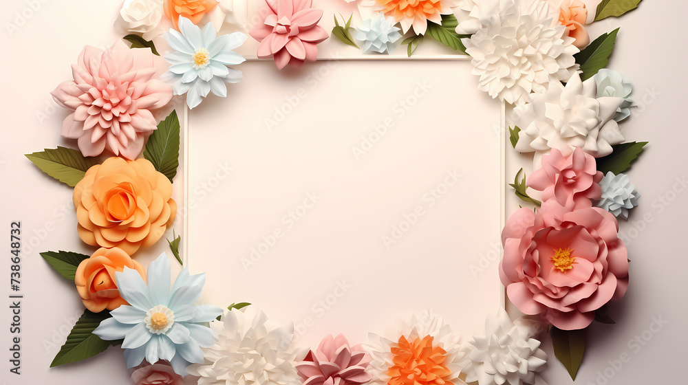 Empty flower frame with copy space for design of greeting card or invitation Empty flower frame with copy space for design of greeting card or invitation