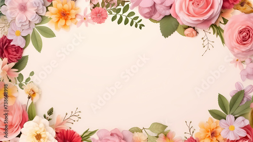 Empty flower frame with copy space for design of greeting card or invitation © jiejie