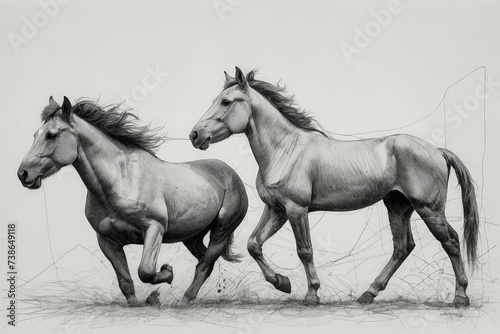 Equine Elegance Out-Line Drawing of a Horse on a Minimalistic White Background