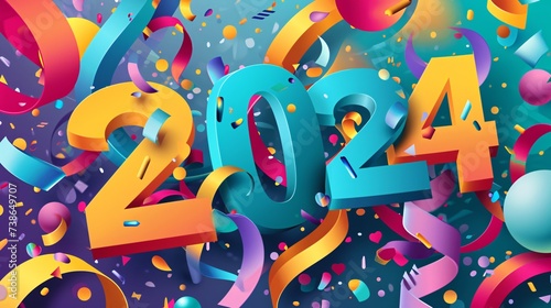 Celebrate 2024 with a vibrant, high-quality vector design for posters, banners, and greetings.