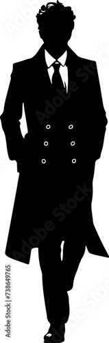 Silhouette of a Distinguished Man in a Trench Coat – Suitable for Fashion and Mystery Themes