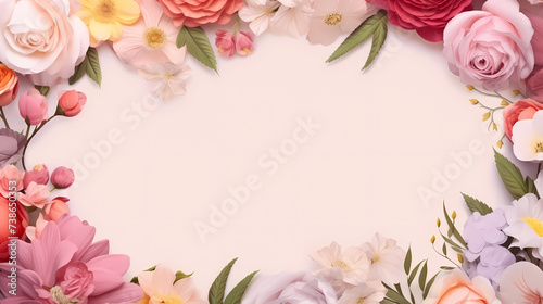 Flower frame with decorative flowers, decorative flower background pattern, floral border background © jiejie