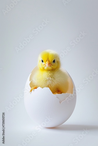 Chick emerging from egg, symbol of new life. Suitable for educational content and Easter celebrations. 