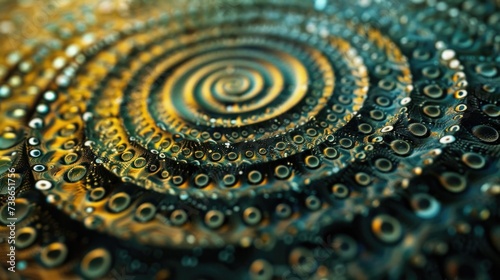 Detailed close up of a spiral design painting. Suitable for art and creativity concepts