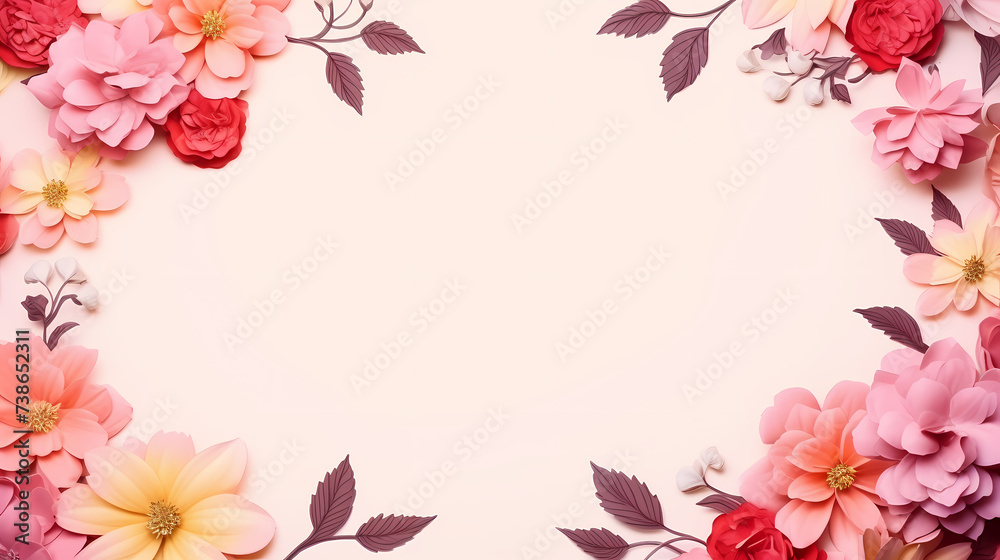Obraz premium Flower frame with decorative flowers, decorative flower background pattern, floral border background
