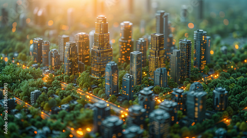 AI-powered futuristic cityscape with interconnected data streams, showcasing smart urban technology and innovation.