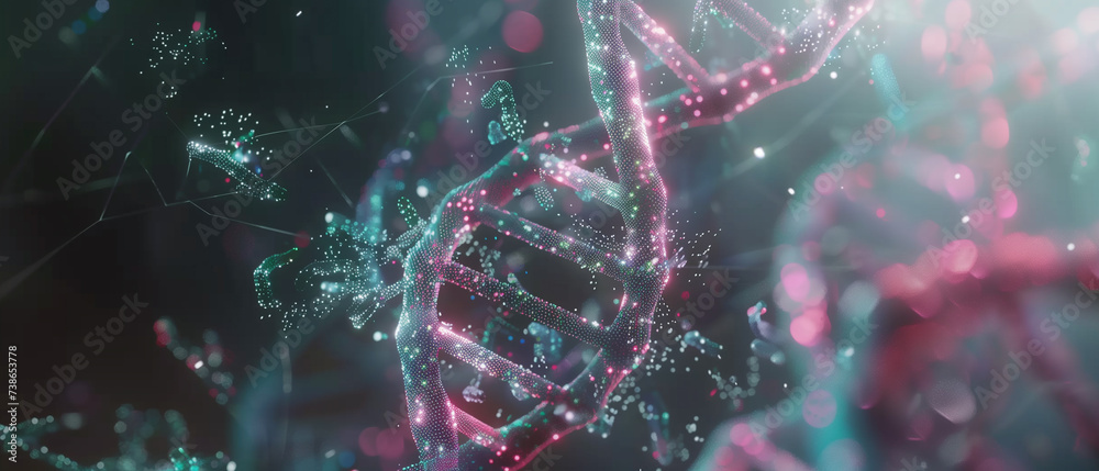 Details with the human DNA double helix. AI generated