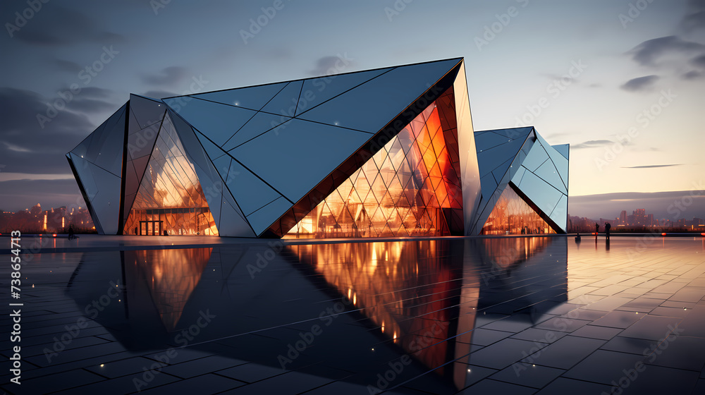 Fototapeta premium Modern abstract style cube shape building exterior