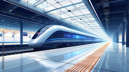 Modern High-Speed Train on Clean Background photo