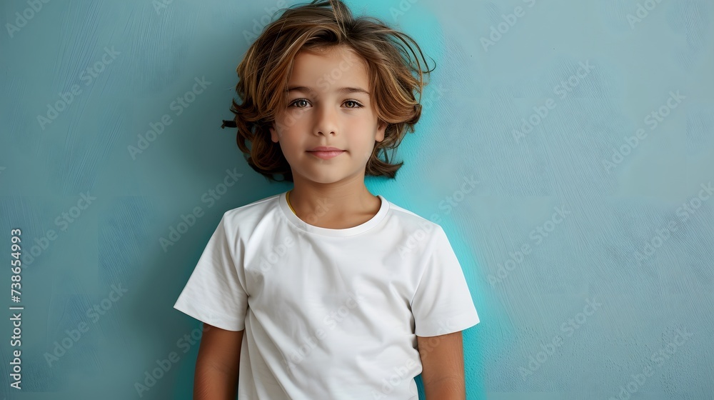 Boy's White Short Sleeve Round Neck T-Shirt Mockup It is a useful tool for clothing designers to help visualize T-shirts before actual production Save time and money and makes it easier to decide. Boy's White Short Sleeve Round Neck T-Shirt Mockup It is a useful tool for clothing designers to help visualize T-shirts before actual production Save time and money and makes it easier to decide.
