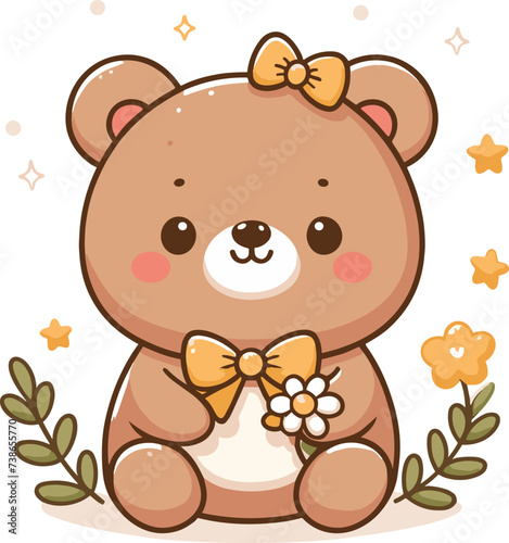 cute bear cartoon vector on white background 