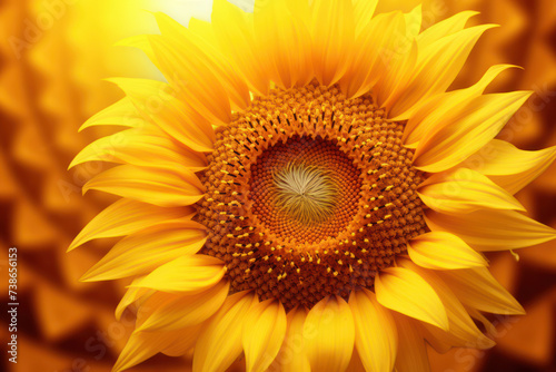 Sunny Field of Vibrant Sunflowers  A Close-Up Blossom of Nature s Beauty in a Bright  Yellow Landscape