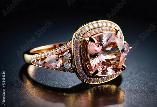 Morganite Jewelry, Gemstone, Precious, Pink, Luxury, Fashion, Accessories, Necklace, Earrings, Bracelet, Ring, Glamour, Sparkle, Gem, Elegant, AI Generated photo