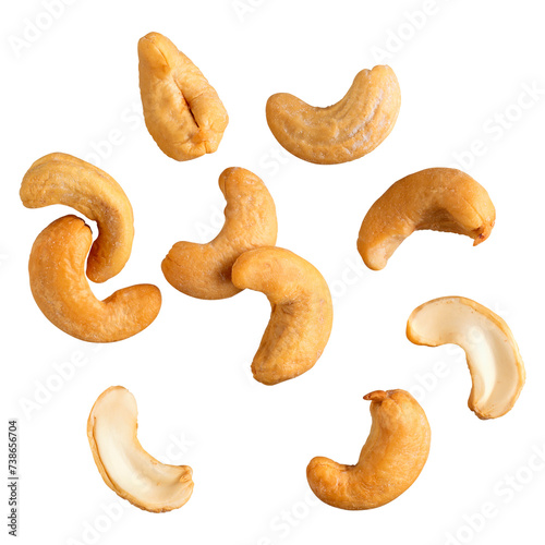 set of cashew nuts, nuts on white isolated photo