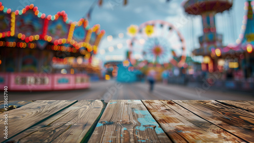 Festive Solitude: Empty Table with a Carnival in Soft Focus © 대연 김