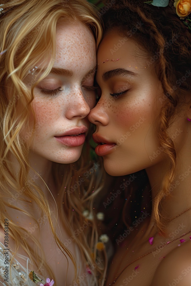 Two Beautiful Young Women Standing Together. Generative AI. Two Beautiful Young Women Standing Together. Generative AI.