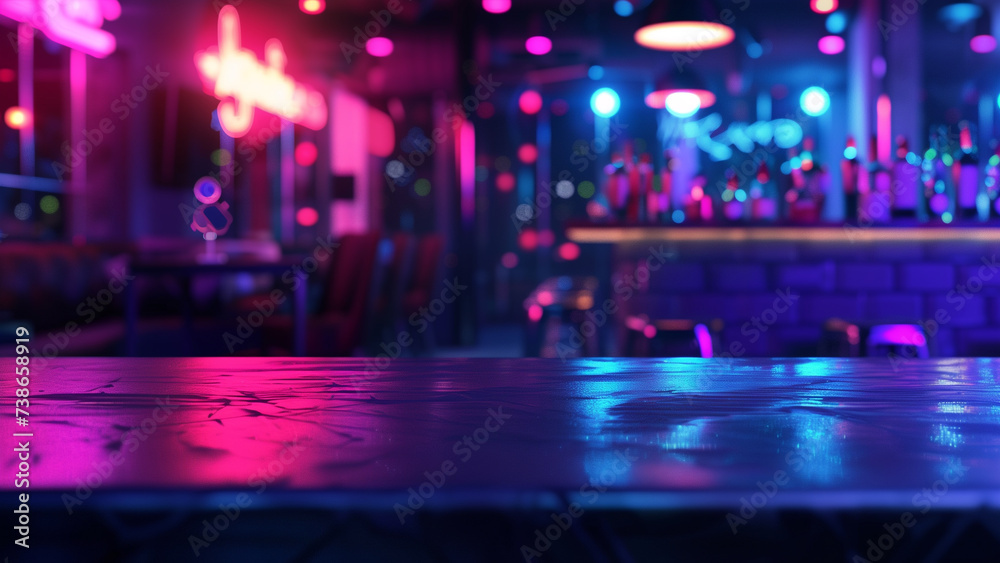 Nightlife Awaits: Empty Table with a Nightclub in the Background, for product display