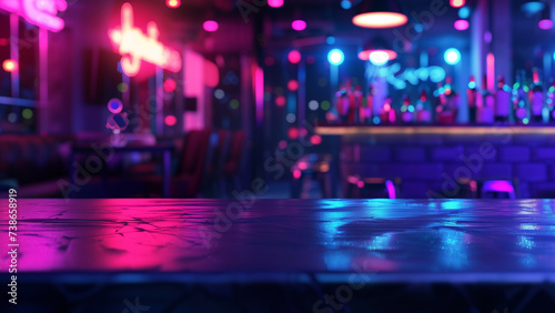 Nightlife Awaits  Empty Table with a Nightclub in the Background  for product display