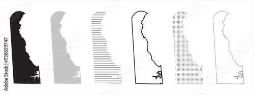 Delaware State Map Black. Delaware map silhouette isolated on transparent background. Vector Illustration. Variants. photo