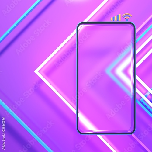smartphone 3D illustration. abstract background. 3D rendering image. object geometry design. digital technology concept. smart mobile phone border. display stage online advertising. network media app