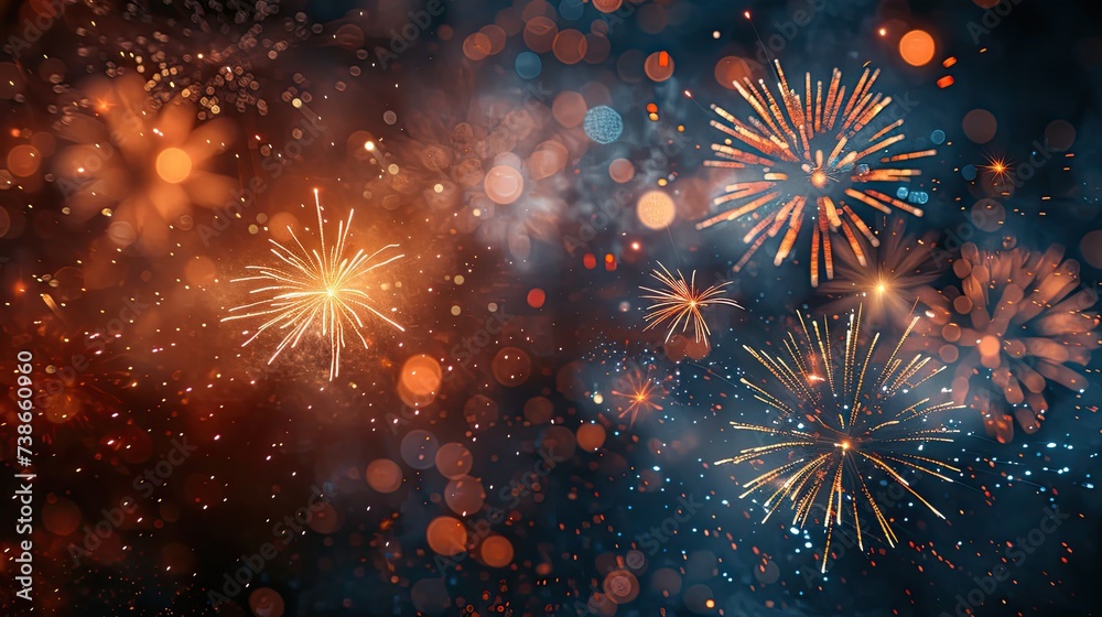 Bursting Fireworks Light Up the Night Sky Bursting Fireworks Light Up the Night Sky
